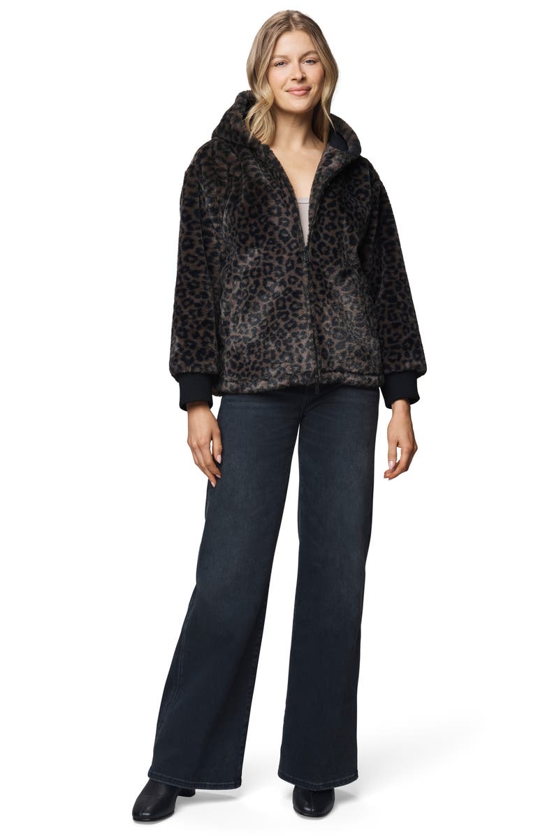 Splendid Lucia Faux Fur Hooded Jacket, Alternate, color, Brown Leopard Print