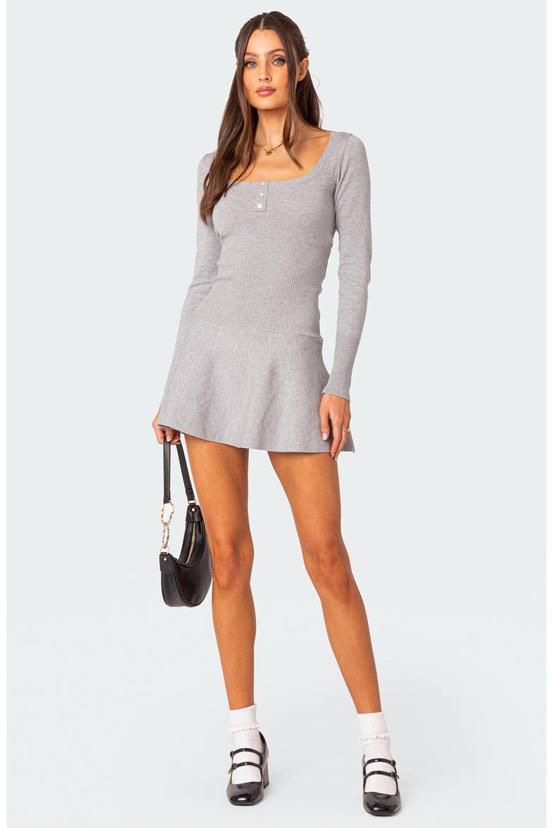 Sylver Long Sleeve Knit Minidress, Alternate, color, GRAY-MELANGE