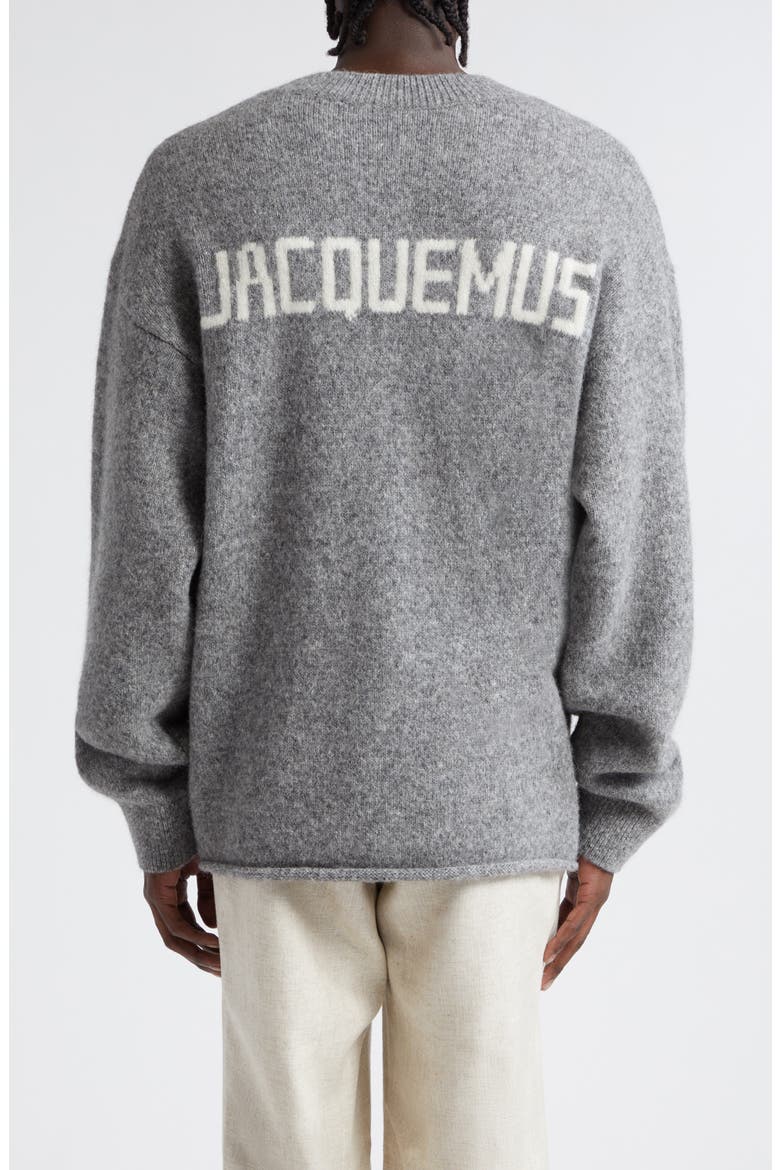 Le Pull Jacquard Logo Brushed Alpaca & Merino Wool Blend Sweater, Alternate, color, GREY