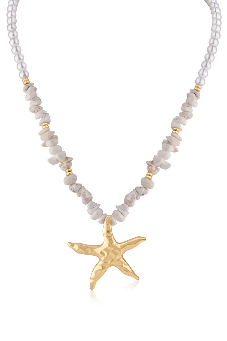 Starfish Pendant Necklace (Nordstrom Exclusive), Main, color, WHITE/ GOLD