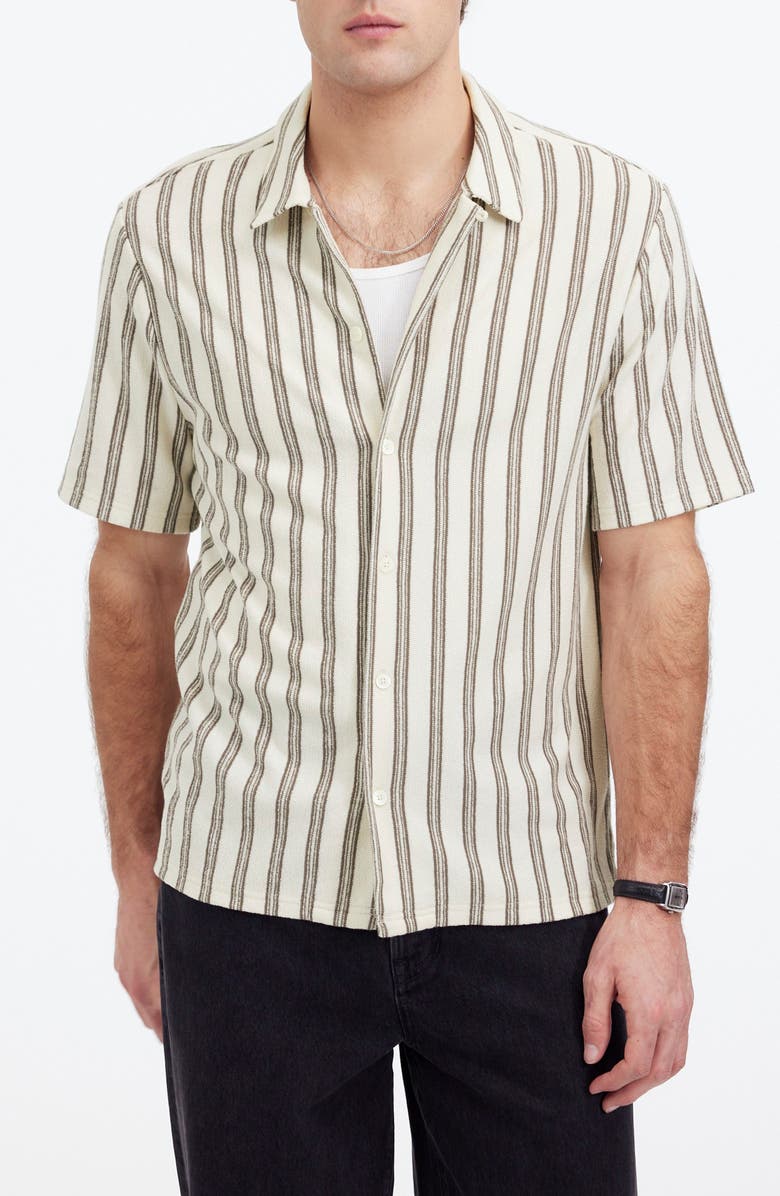 Madewell Textured Camp Shirt, Main, color, Vintage Ivory