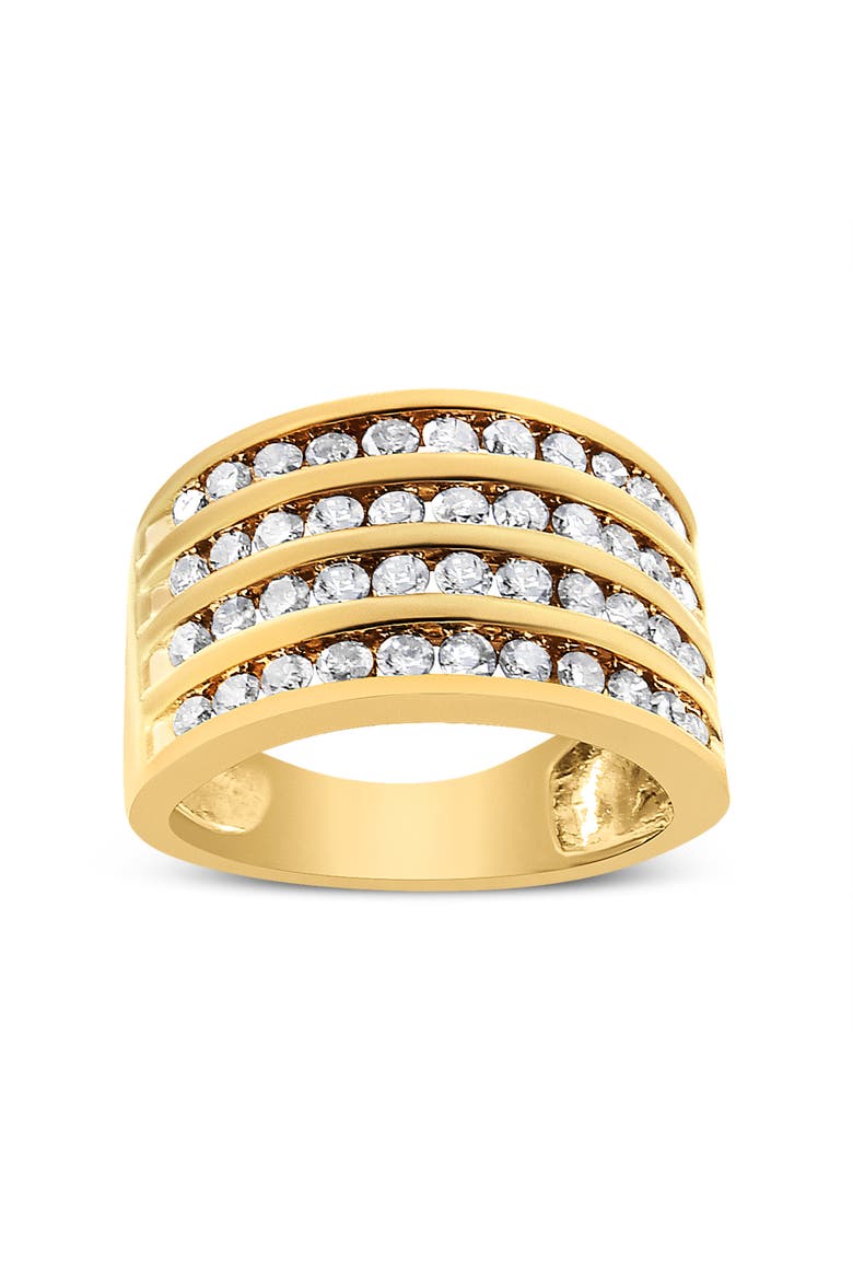 10K Yellow Gold Plated Silver 1 1/2 Cttw Diamond 4 Row Channel Band Ring, Main, color, Yellow Gold over Silver