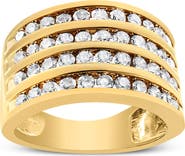 Haus of Brilliance 10K Yellow Gold Plated Silver 1 1/2 Cttw Diamond 4 Row Channel Band Ring