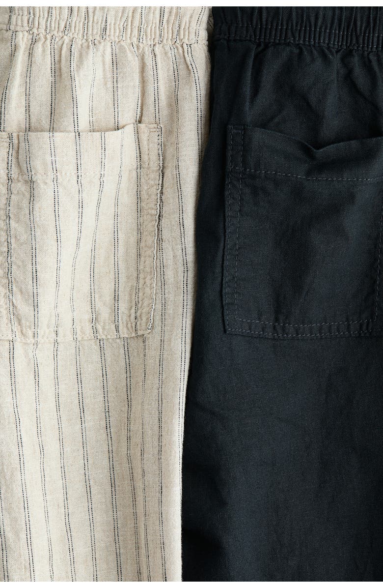H&M 2-pack Linen-blend Trousers, Alternate, color, Light Beige/Striped