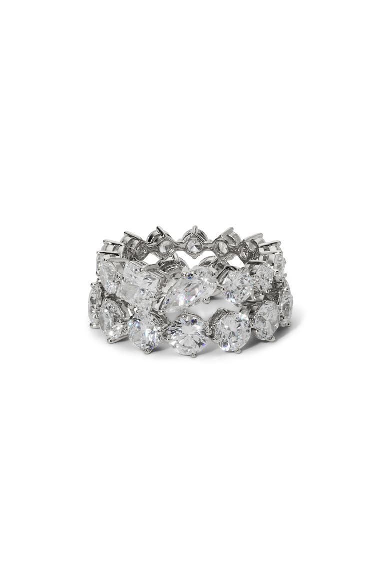 Lucia Set of 2 Mixed Cubic Zirconia Rings, Alternate, color, RHODIUM