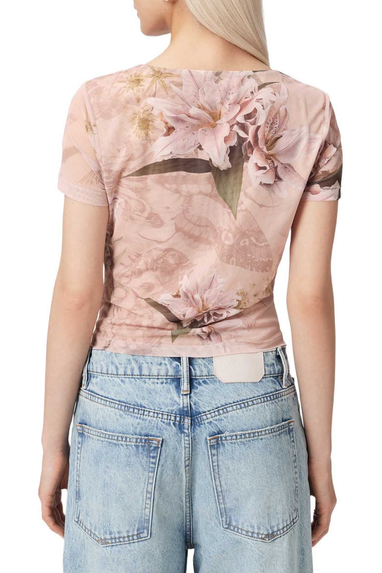 Gabby Floral Print Mesh Top, Alternate, color, CRYSTAL PINK