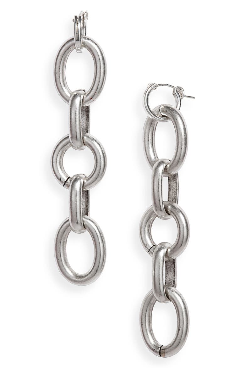 Devon Chain Drop Earrings, Main, color, SILVER