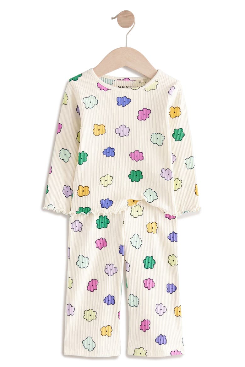 Kids' Floral Print Rib T-Shirt, Alternate, color, WHITE