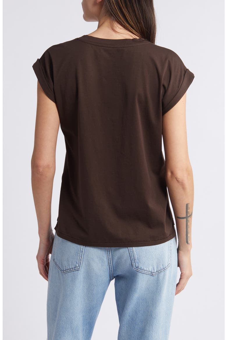 Easy Cotton V-Neck T-Shirt, Alternate, color, CHOCOLATE BROWN