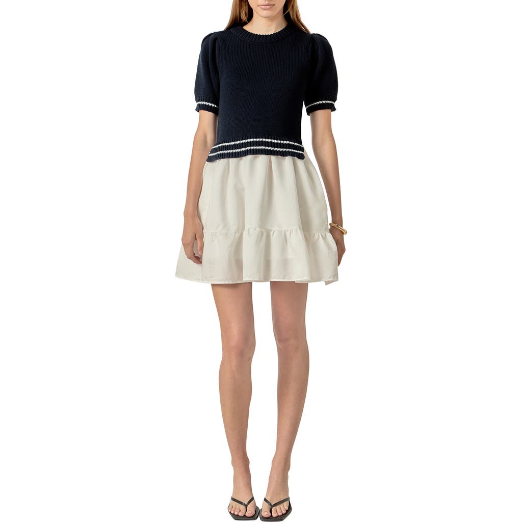 English Factory Mixed Media Minidress In Multi