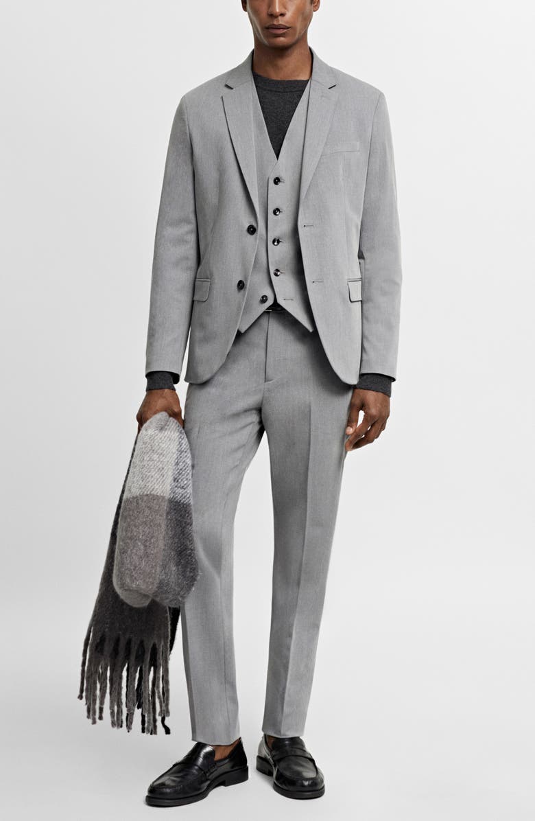 MANGO Superslim Fit Grey Stretch Vest, Alternate, color,