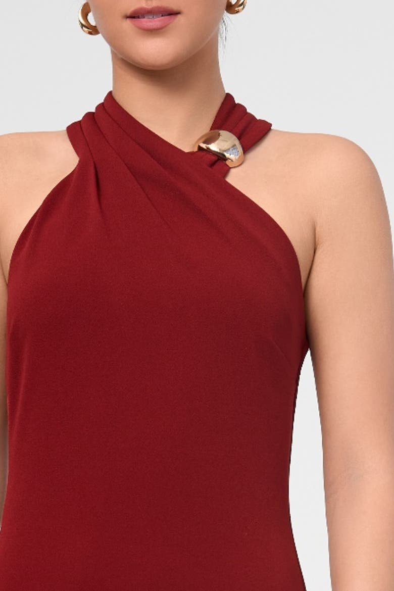 Harris Halter Maxi Dress, Alternate, color, Dark Red