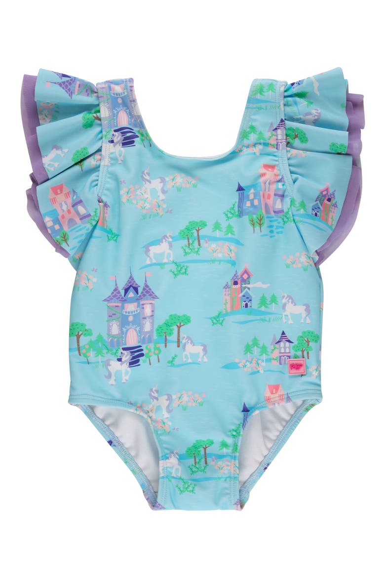 Kids' Once Upon a Castle One-Piece Swimsuit, Main, color, BLUE