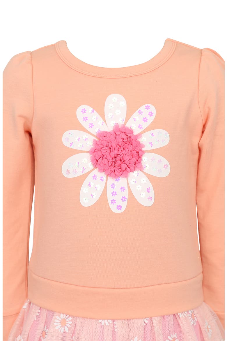 Kids' Long Sleeve Flower Tutu Dress, Alternate, color, PEACH