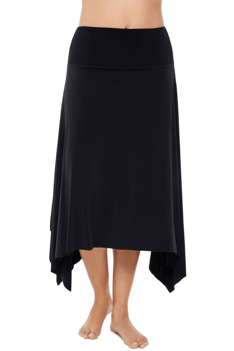 Handkerchief Hem Cover-Up Midi Skirt, Alternate, color, BLACK