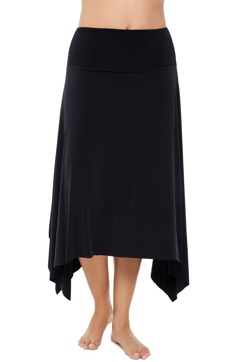 Magicsuit<sup>®</sup> Handkerchief Hem Cover-Up Midi Skirt, Alternate, color, Black