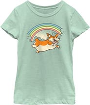 Lost Gods Girl's Lost Gods Cloudy Rainbow Corgi Graphic T-Shirt
