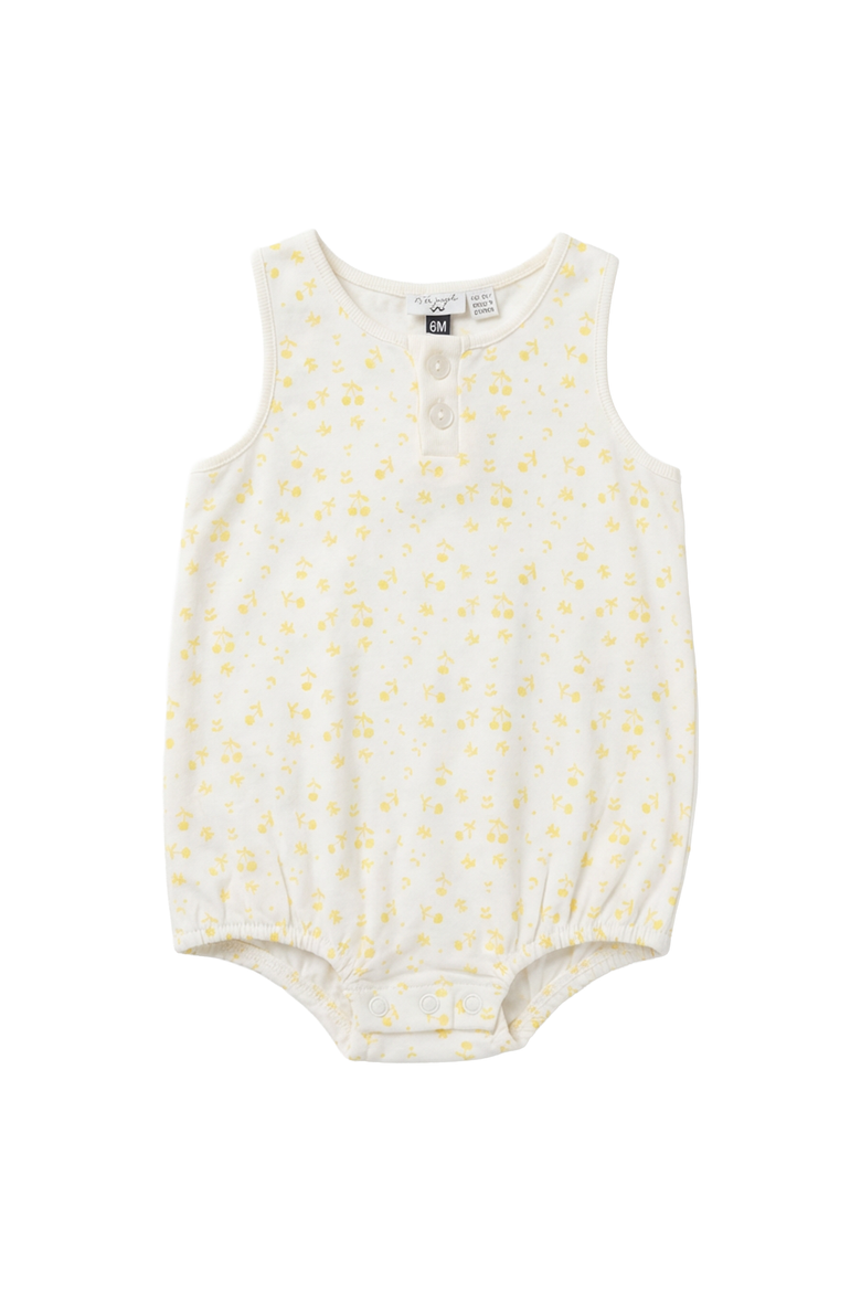 Cherry Leaf Printed Romper, Main, color, Powder