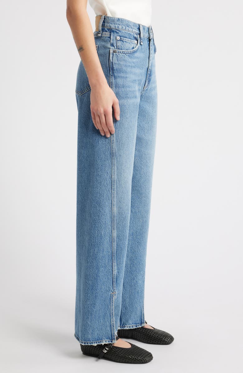 rag & bone High Waist Slit Hem Straight Leg Jeans, Alternate, color, 