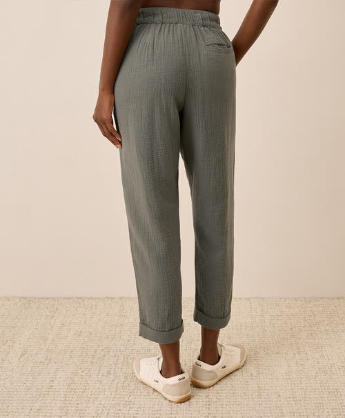 Pact Organic Cotton Coastal Double Gauze Rolled Cuff Pant In Gray