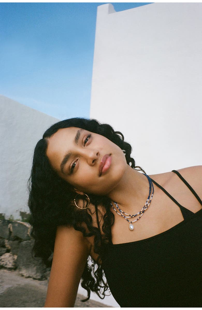 Monica Vinader Delphi Semiprecious Stone & 18K Gold Vermeil Beaded Necklace, Alternate, color, 18K Gold Vermeil / Sodalite