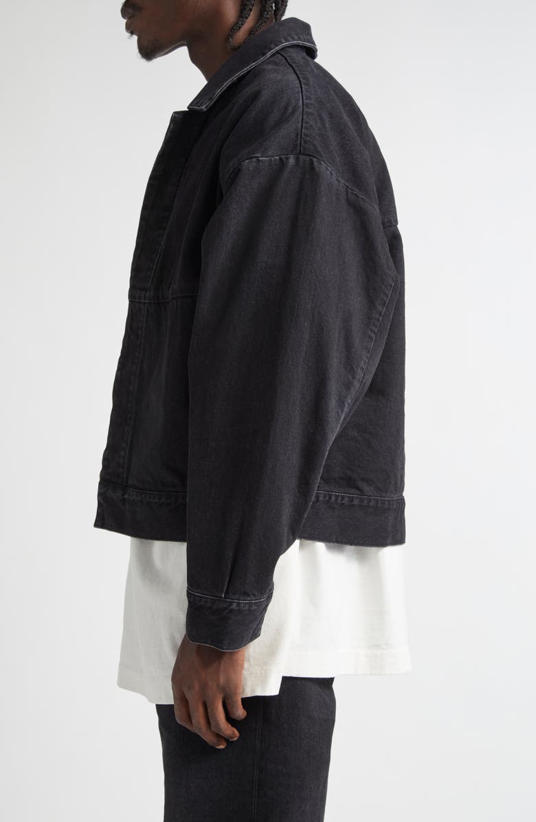 Fear of God Denim Trucker Jacket, Alternate, color, Black