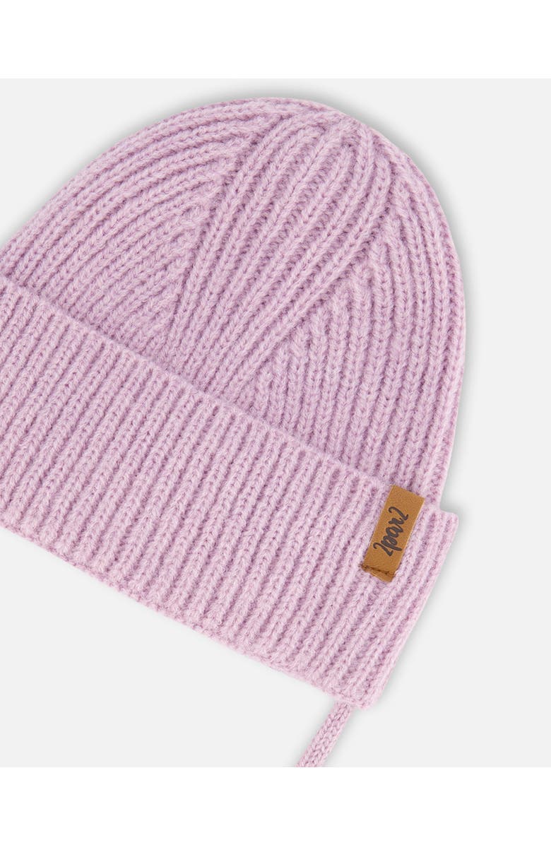 Deux par Deux Baby Girl's Mid-Season Knit Hat With Strings Lilac, Alternate, color, 