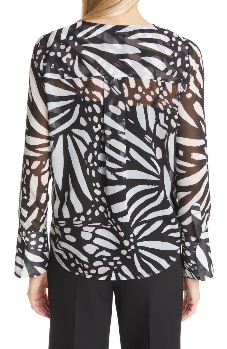 Milly Elysa Graphic Butterfly Long Sleeve Blouse, Alternate, color,