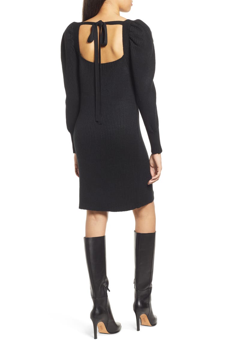 Ribbed Long Sleeve Sweater Dress, Alternate, color, BLACK