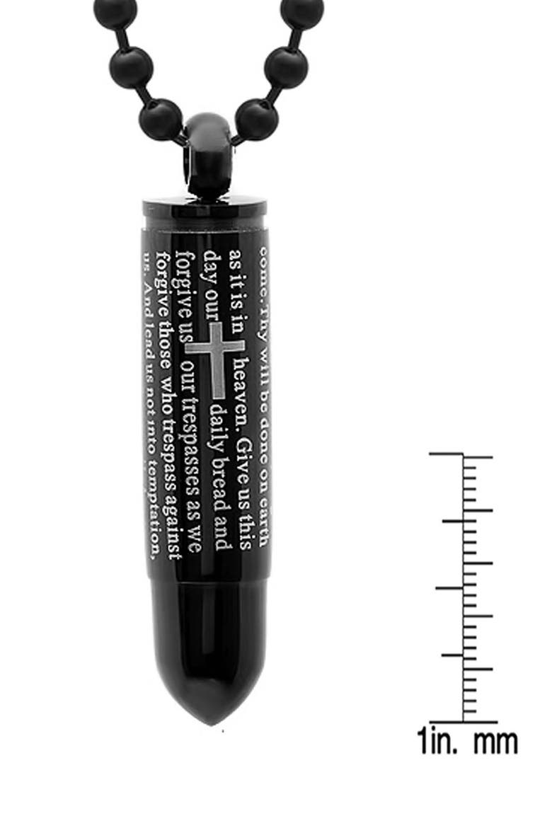 Men's Lord's Prayer Bullet Pendant Necklace, Alternate, color, BLACK