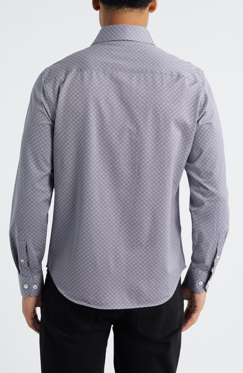Bugatchi James OoohCotton<sup>®</sup> Mosaic Print Twill Button-Up Shirt, Alternate, color, Eggplant