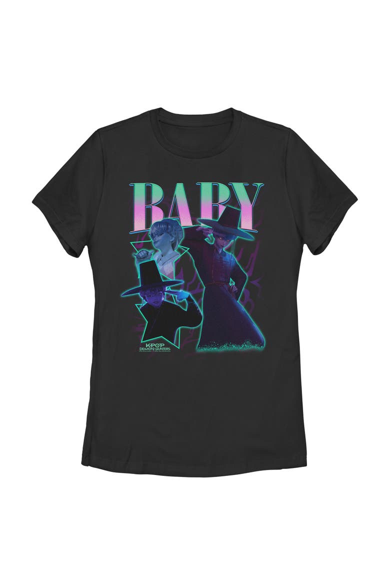 Women's KPop Demon Hunters Baby Saja Collage  Graphic T-Shirt, Main, color, Black