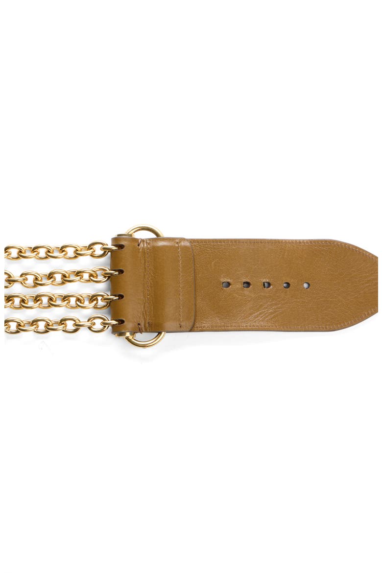 The Chloé Camera Chain & Leather Belt, Alternate, color, DARK KHAKI