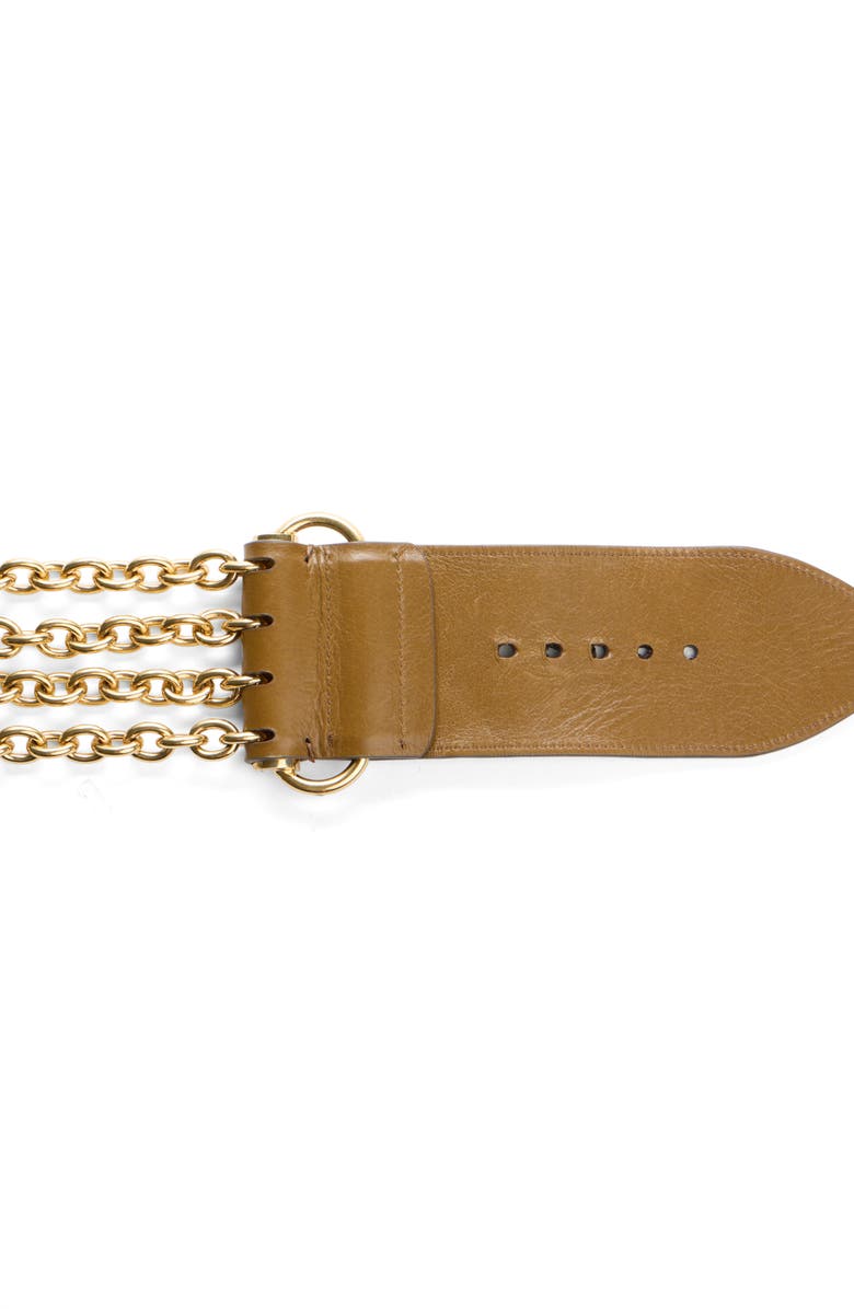 Chloé The Chloé Camera Chain & Leather Belt, Alternate, color, Dark Khaki