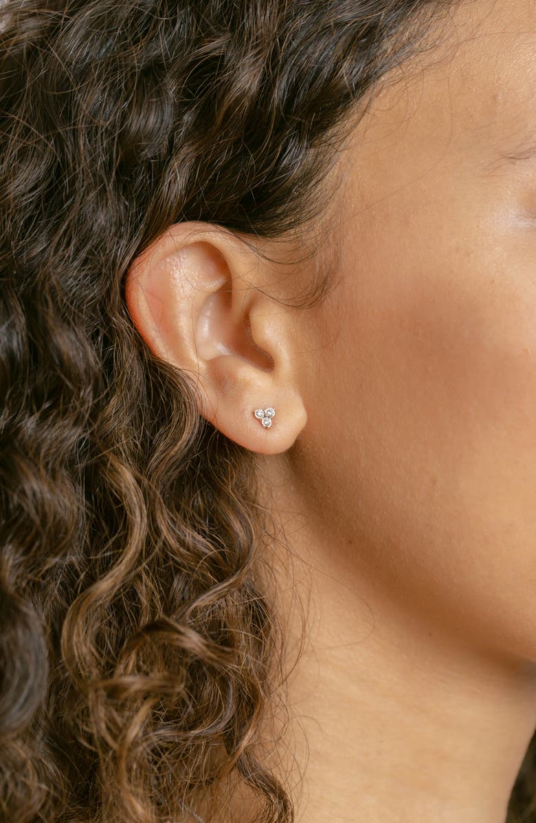 Dana Rebecca Designs Ava Bea Triple Diamond Stud Earrings, Alternate, color, Yellow Gold