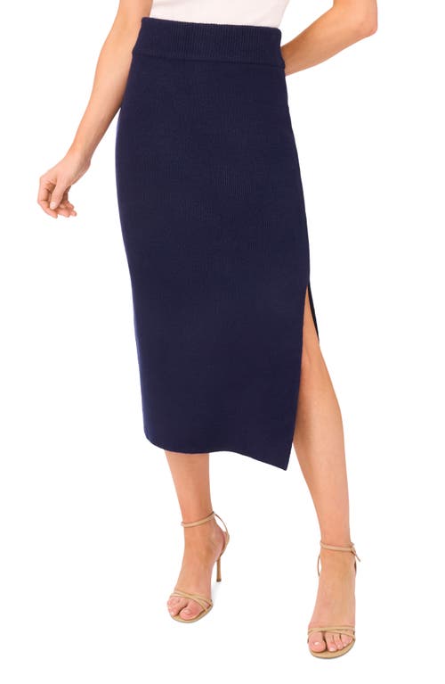 Ted Baker Rib Side Slit Sweater Skirt In Blue