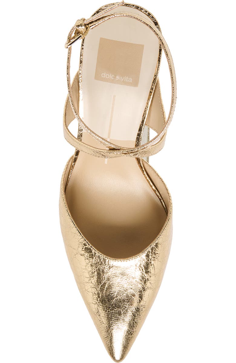 Dolce Vita Eliora Pointed Toe Ankle Strap Pump, Alternate, color, Gold Stella