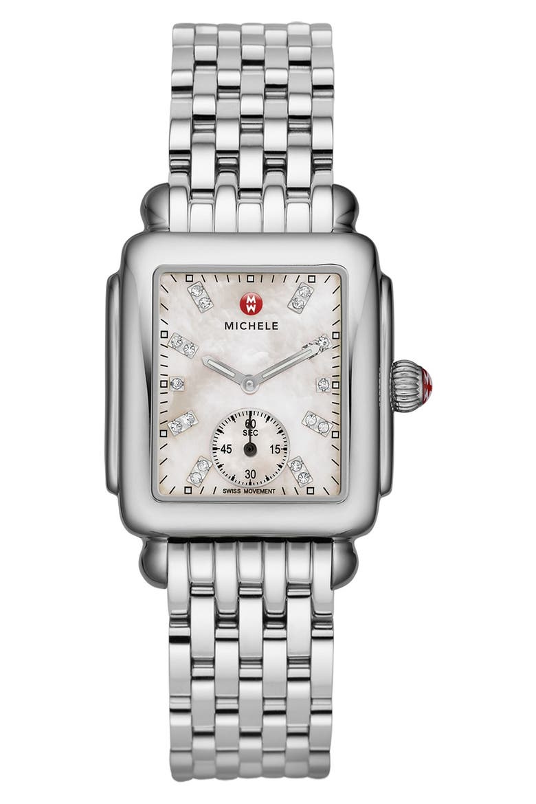 Deco 16 Diamond Dial Watch Head, 29mm x 31mm, Alternate, color, SILVER