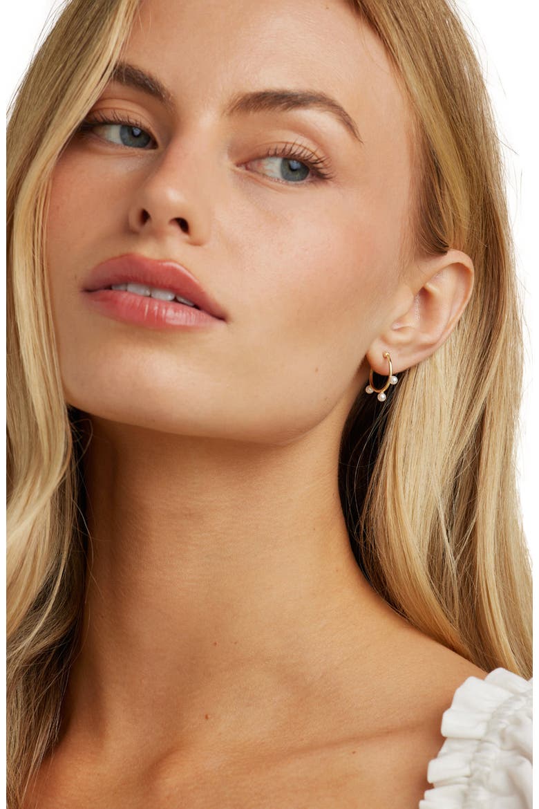 Londyn Pearl Hoops, Alternate, color, Gold