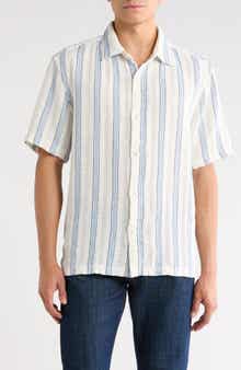 DENIM AND FLOWER <p>Relaxed Fit Stripe Short Sleeve Button-Up Shirt</p>