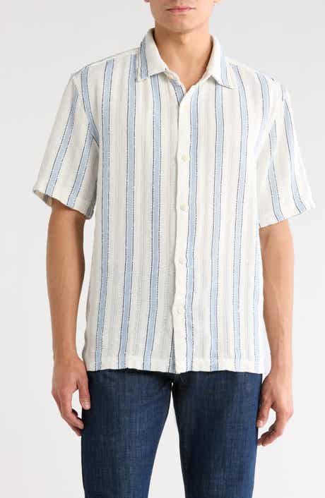 DENIM AND FLOWER <p>Relaxed Fit Stripe Short Sleeve Button-Up Shirt</p>