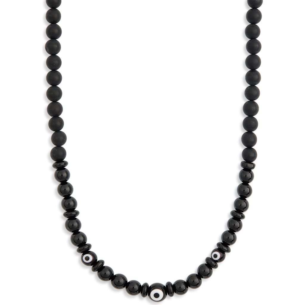 Caputo & Co . Evil Eye Beaded Necklace In Black Onyx