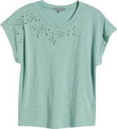 Wit & Wisdom Embroidered Eyelet Cap Sleeve T-Shirt