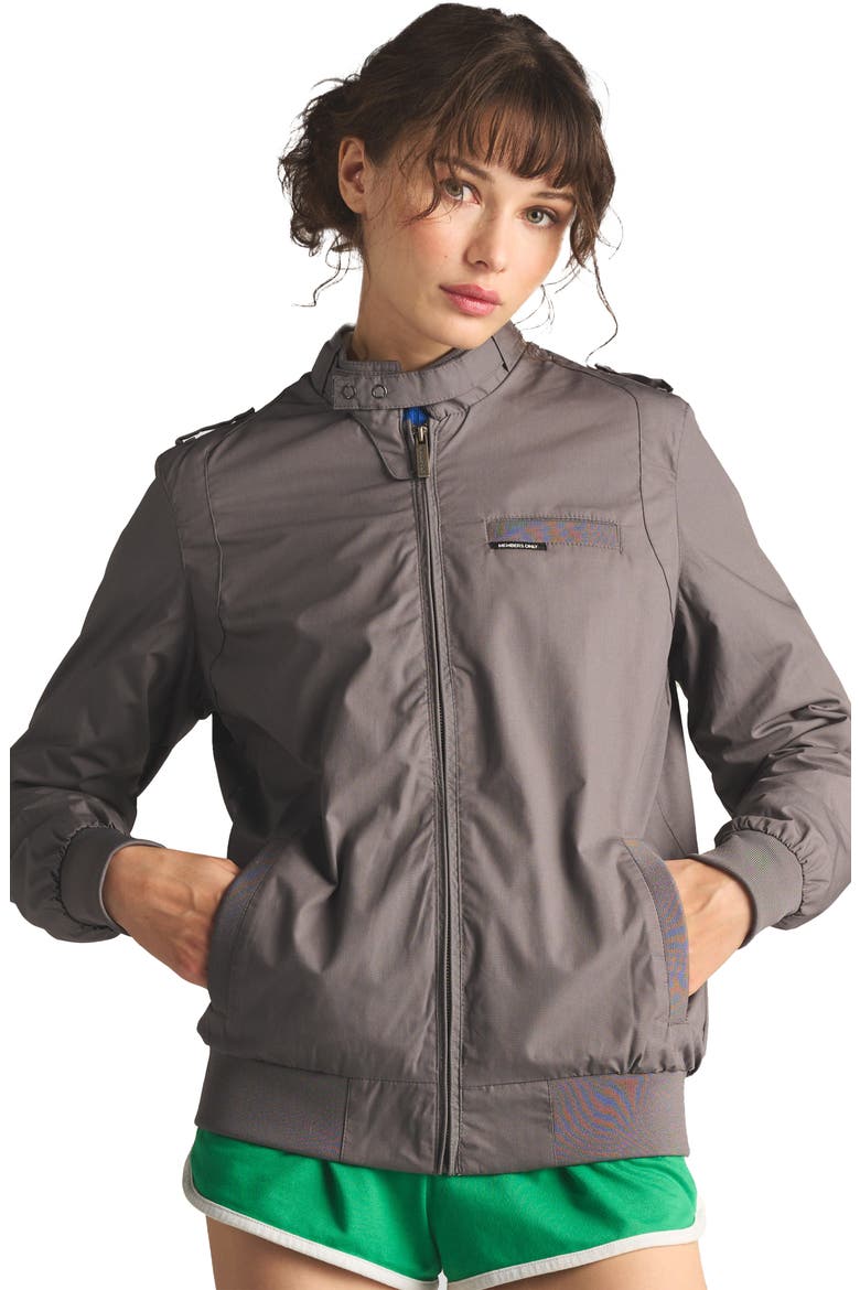 Classic Iconic Racer Jacket, Main, color, Grey