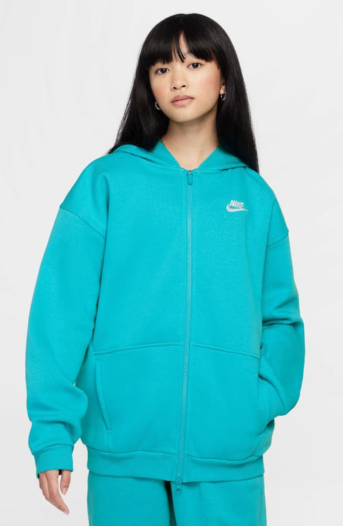 Nike Sportswear Club Fleece Big Kids' Oversized Full-zip Hoodie In Dusty Cactus/white