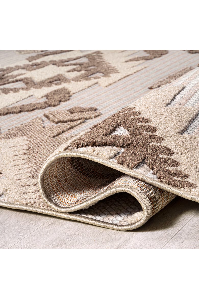 Sumak High-Low Pile Neutral Diamond Kilim Indoor/Outdoor Area Rug, Alternate, color, Brown/Ivory