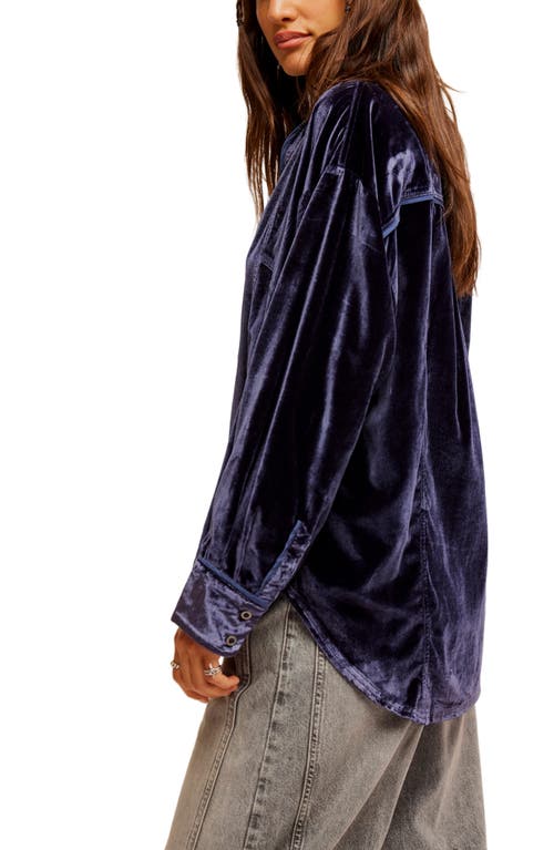 Free People We The Free Luxy Solid Velvet Shirt In Night Sky