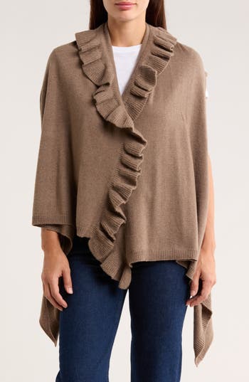 La Fiorentina Wool & Cashmere Ruffle Vest In Brown