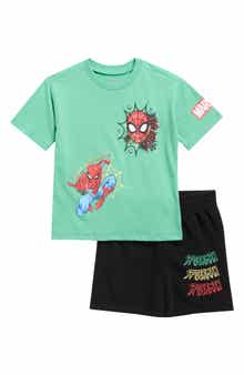 Happy Threads Kids' Spider-Man Graphic T-Shirt & Shorts Set
