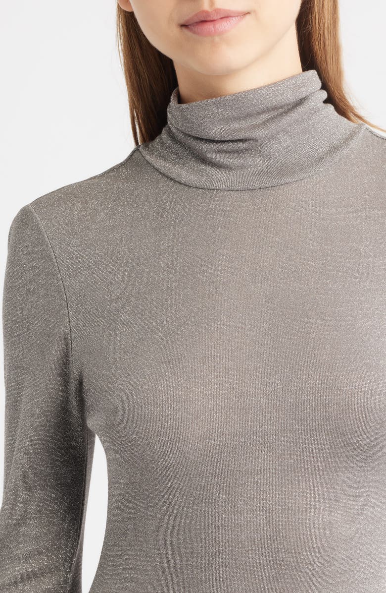 Delfi Collective Anastasia Metallic Twist Front Long Sleeve Maxi Dress, Alternate, color, Pewter